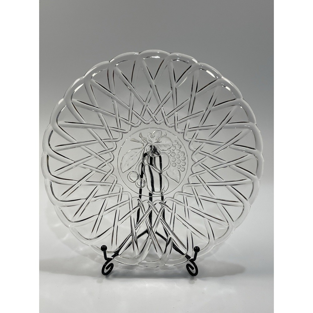Vintage Indiana Glass Salad Plate Clear Pretzel Pattern 1950'S 8 1/2"